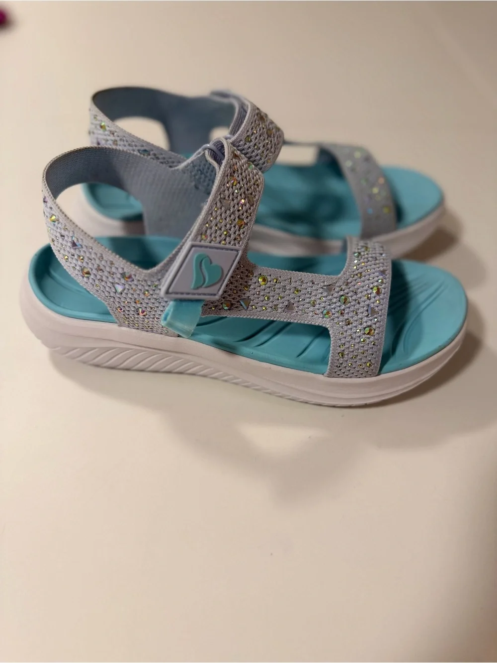 Skechers Girls Light Blue Sparkle Strap Sandals